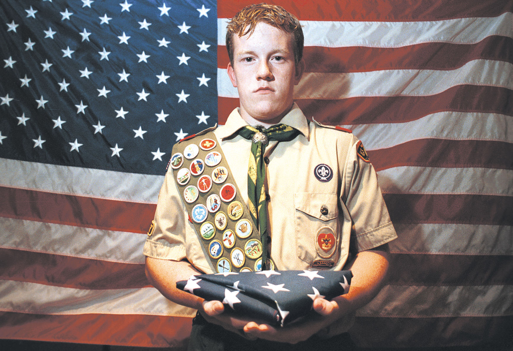Boy scout with flag